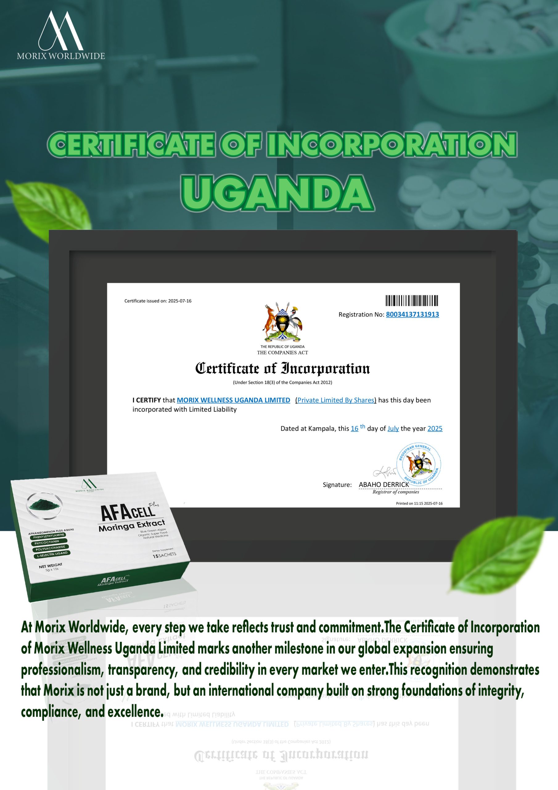 CERTIFICATE OF UGANDA